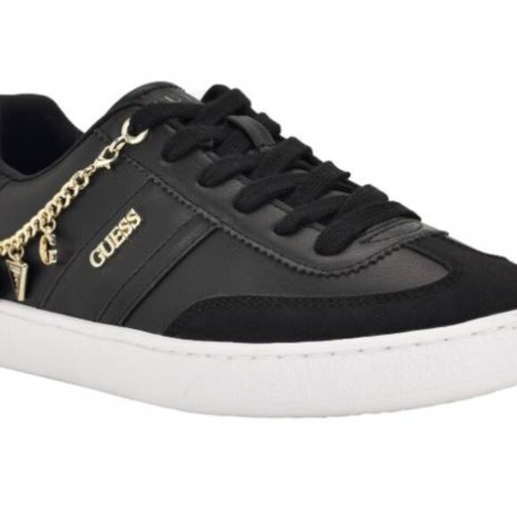 Guess Women's Naoko Charm Lace-up Court Sneakers, Size 9 & 9.5, Black - Picture 1 of 6